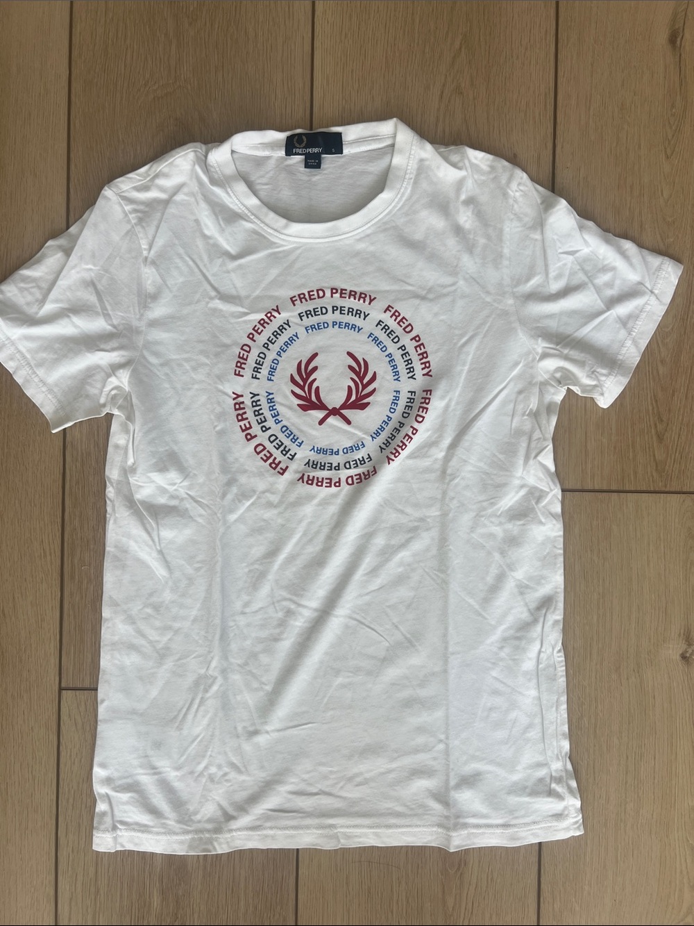 Fred Perry White Tee with Red Circular Logo